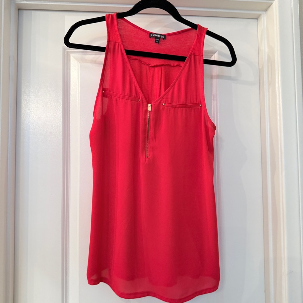 Express Red Sleeveless Zip-Front Tank (Size M)